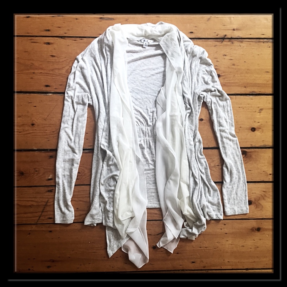 NWOT Cabi gray cream and white cotton cardigan M - Picture 2 of 8